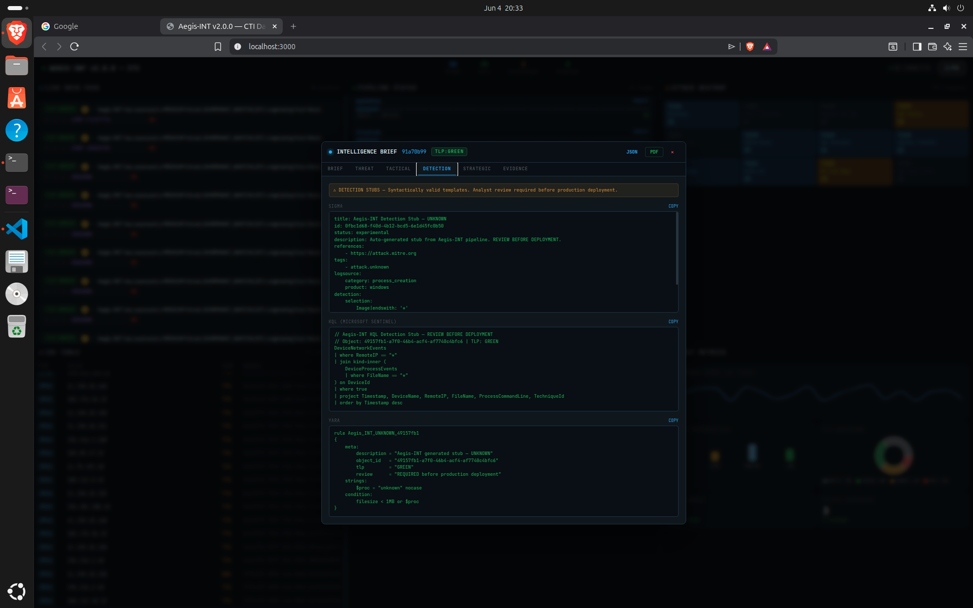 Aegis-INT Decision-Ready Intelligence Brief detail view